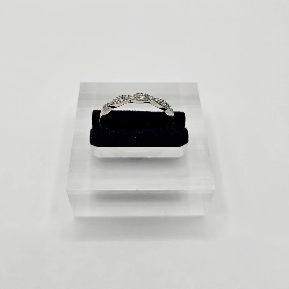 0.20 CT Double Twist Natural Diamond Sterling Silver Ring - Picture 4 of 5